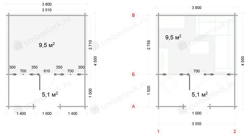 Садовый домик с верандой С-383-3