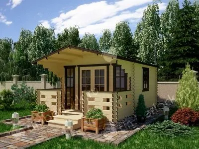 Садовый домик с верандой С-3838-2