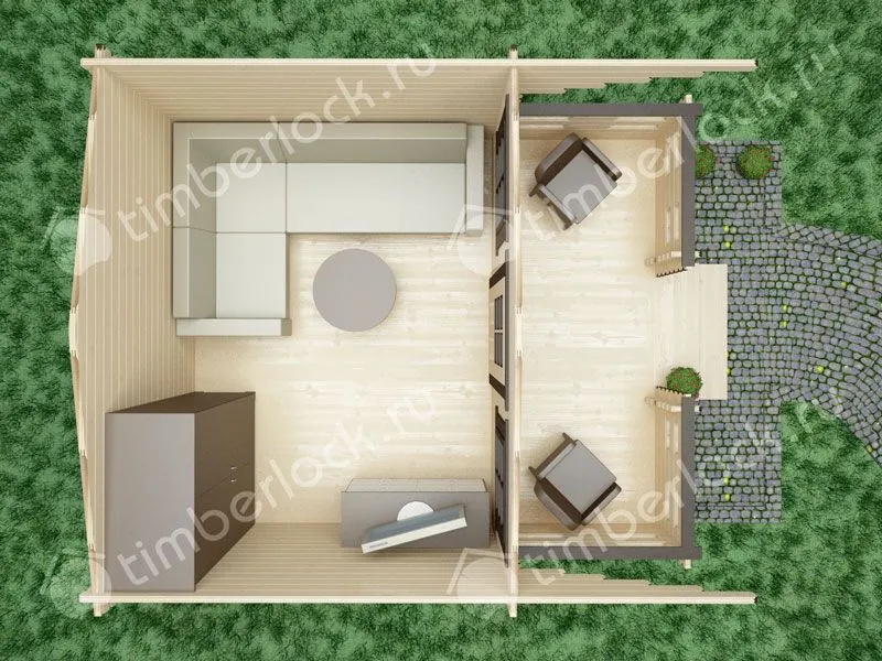 Садовый домик с верандой С-383-3