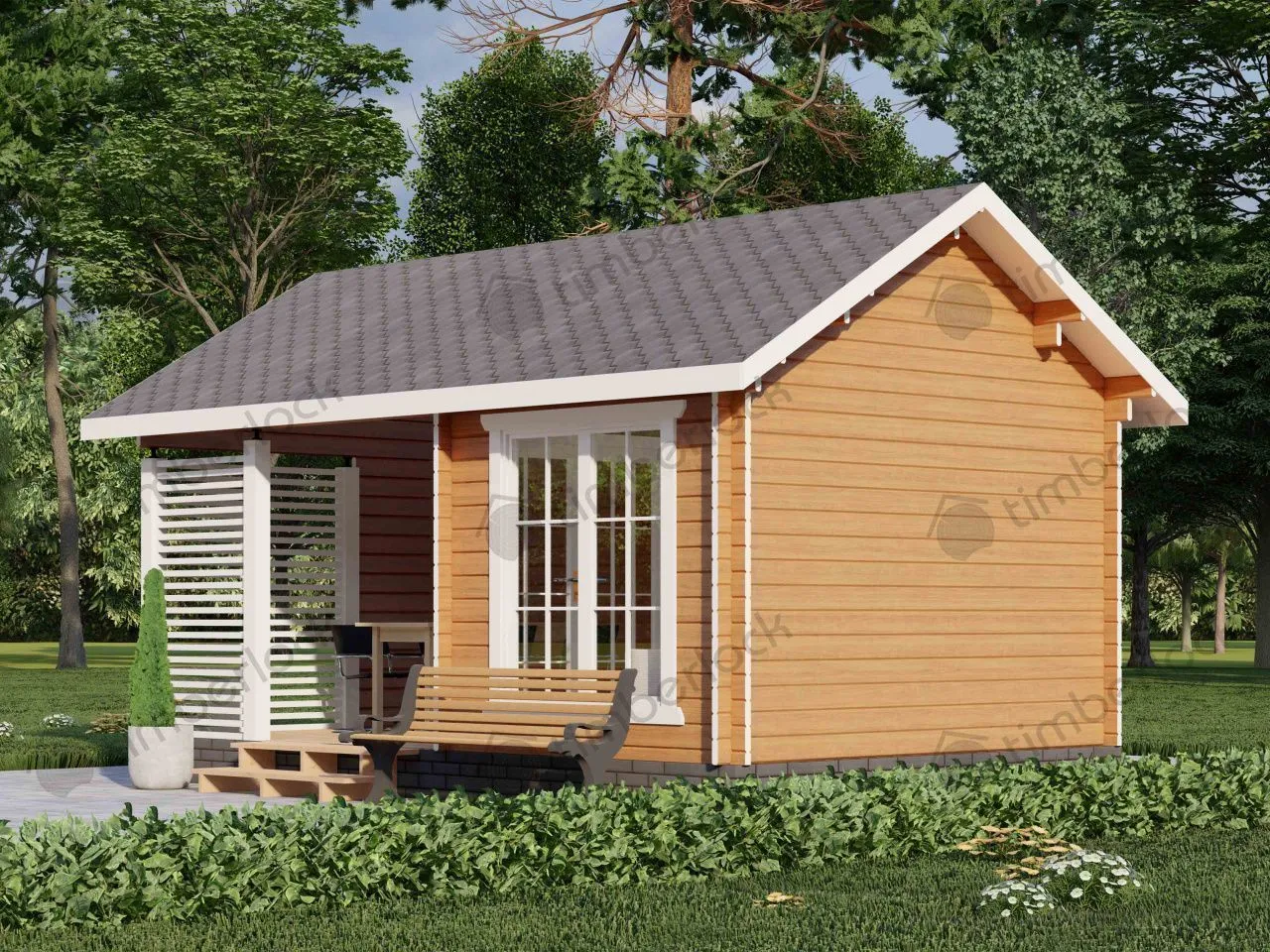 Садовый домик с террасой С-5535