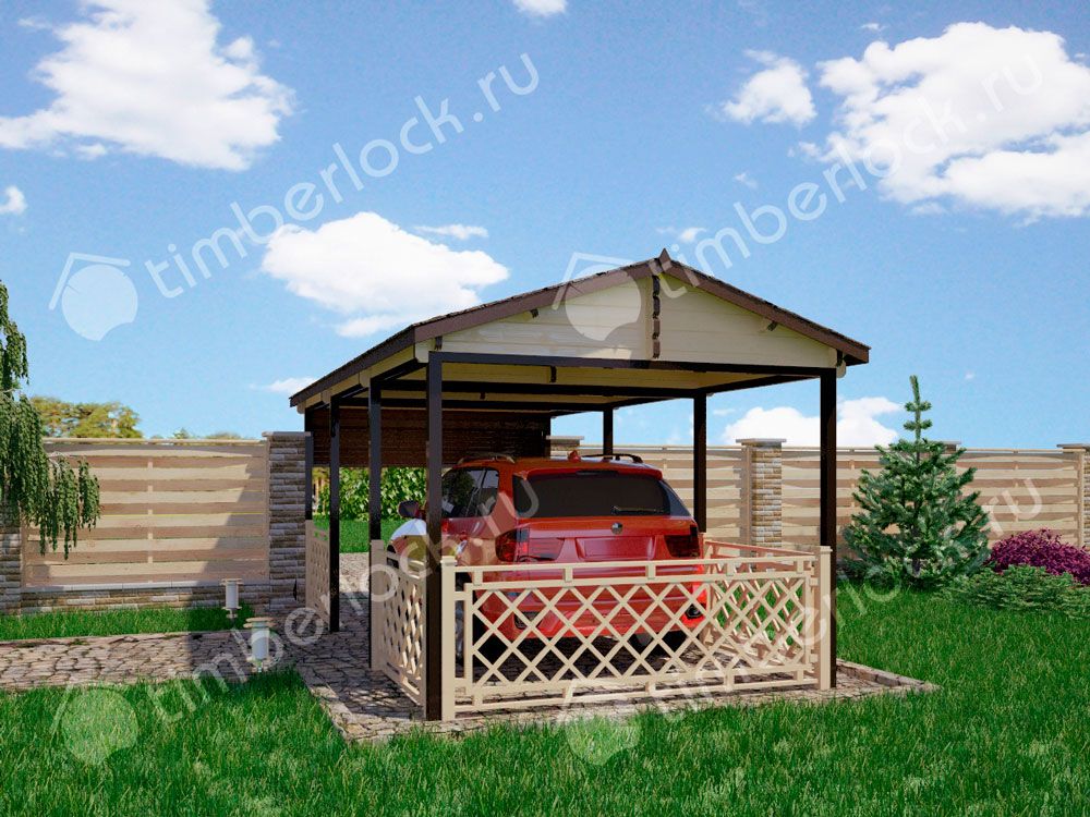 Деревянный навес для авто 6х3 (шпалера)