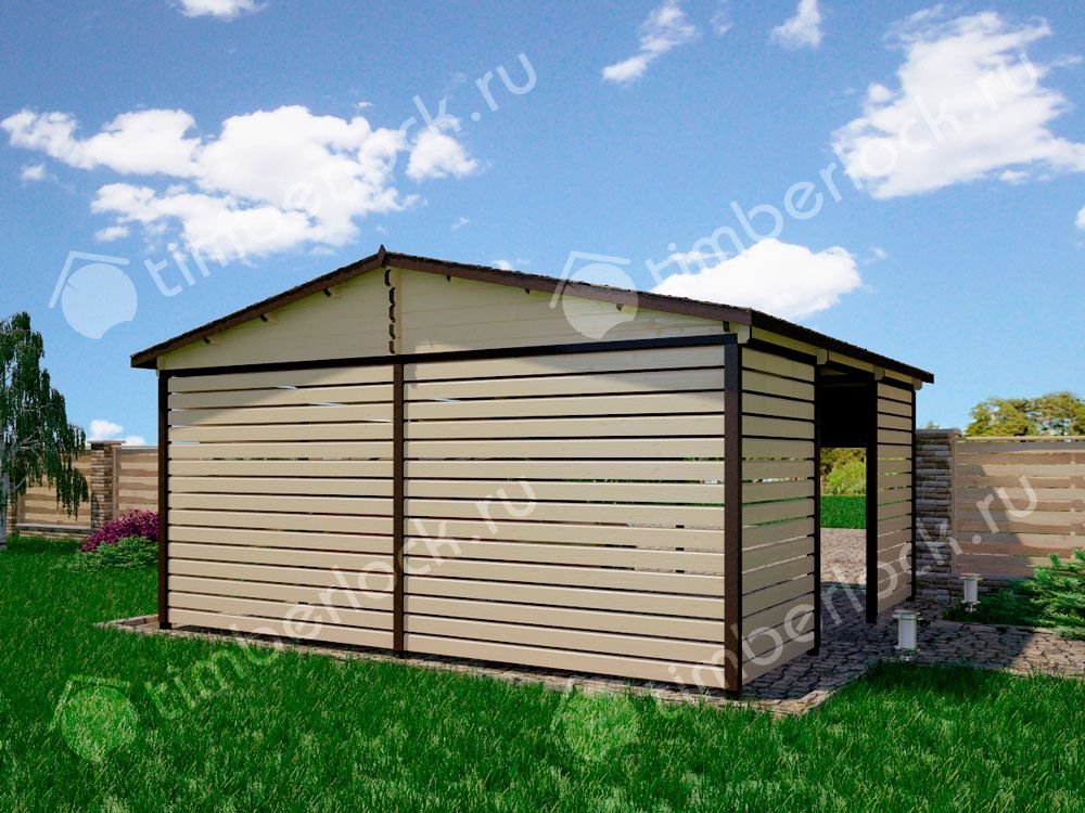 Деревянный навес для авто 6х6 (доска)