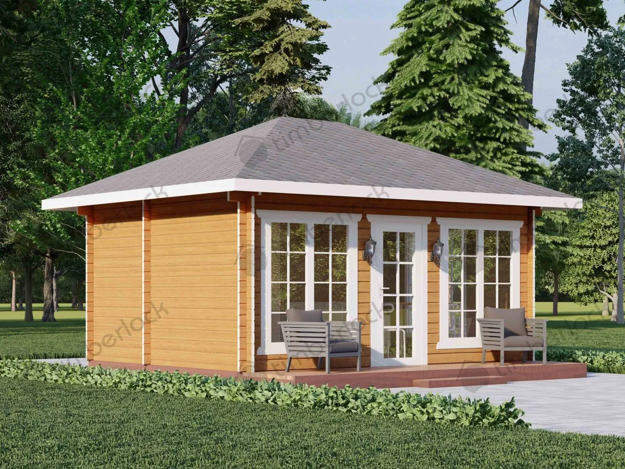 Садовый домик 5х4 с 4-скатной крышей С-54-2
