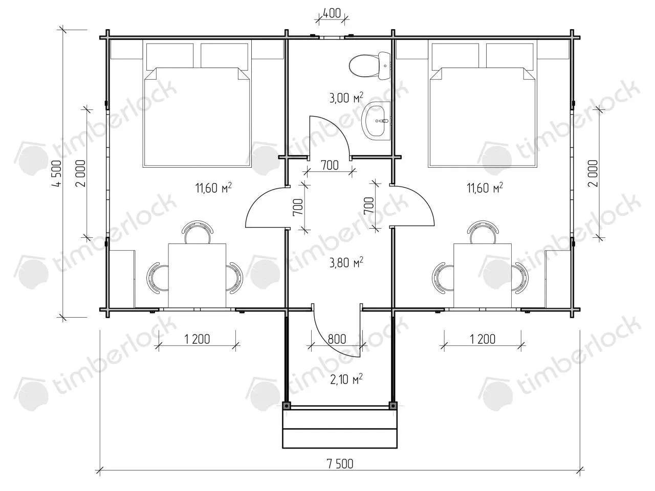 Дачный дом с крыльцом Д-4575